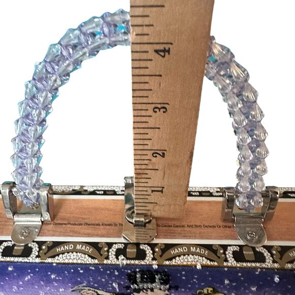 Vintage Handmade Cigar Box Purse Beaded Handle Dancing Couple Braciano Box Bag - Picture 10 of 11